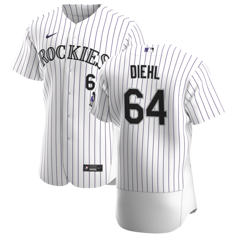 Colorado Rockies #64 Phillip Diehl Men Nike White Home 2020 Authentic Player MLB Jersey